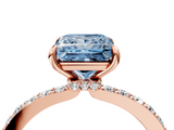 Rose gold Fancy Blue Princess  Brilliant Pavé Band Solitaire with Four-Prong Setting_45