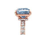 Rose gold Fancy Blue Princess  Brilliant Pavé Band Solitaire with Four-Prong Setting_46