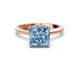 Rose gold Fancy Blue Princess  Brilliant Solitaire Engagement Ring with Six-Prong Setting and Classic Band_20