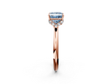 Rose gold Fancy Blue Princess  Brilliant Solitaire Engagement Ring with Six-Prong Setting and Classic Band_22