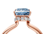 Rose gold Fancy Blue Princess  Brilliant Solitaire Engagement Ring with Six-Prong Setting and Classic Band_24