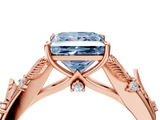 Rose gold Fancy Blue Princess  Brilliant Solitaire with Leaf Motif Band and Four-Prong Setting_69