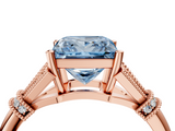 Rose gold Fancy Blue Princess  Brilliant Solitaire with Pave Band and Four-Prong Setting_24