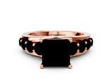Rose gold Fancy Blue Princess  Brilliant Solitaire with Side Stones on a Pave Band and Four-Prong Setting_24