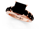 Rose gold Fancy Blue Princess  Brilliant Solitaire with Side Stones on a Pave Band and Four-Prong Setting_25