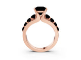 Rose gold Fancy Blue Princess  Brilliant Solitaire with Side Stones on a Pave Band and Four-Prong Setting_27