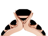 Rose gold Fancy Blue Princess  Brilliant Solitaire with Side Stones on a Pave Band and Four-Prong Setting_28