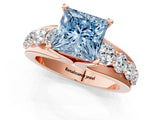 Rose gold Fancy Blue Princess  Brilliant Solitaire with Side Stones on a Pave Band and Four-Prong Setting_38