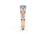 Rose gold Fancy Blue Princess  Brilliant Solitaire with Side Stones on a Pave Band and Four-Prong Setting_39