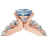 Rose gold Fancy Blue Princess  Brilliant Solitaire with Side Stones on a Pave Band and Four-Prong Setting_41