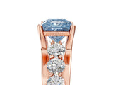 Rose gold Fancy Blue Princess  Brilliant Solitaire with Side Stones on a Pave Band and Four-Prong Setting_42