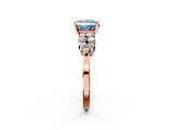 Rose gold Fancy Blue Princess  Cluster Diamond Engagement Ring with Pavé Band and Four-Prong Setting_51