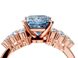 Rose gold Fancy Blue Princess  Cluster Diamond Engagement Ring with Pavé Band and Four-Prong Setting_53