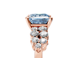 Rose gold Fancy Blue Princess  Cluster Diamond Engagement Ring with Pavé Band and Four-Prong Setting_54