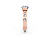 Rose gold Fancy Blue Princess Cut Brilliant Channel-Set Diamond Ring with Bezel Prong Setting_2