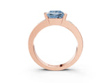 Rose gold Fancy Blue Princess Cut Brilliant Channel-Set Diamond Ring with Bezel Prong Setting_3