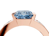 Rose gold Fancy Blue Princess Cut Brilliant Channel-Set Diamond Ring with Bezel Prong Setting_4