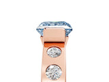 Rose gold Fancy Blue Princess Cut Brilliant Channel-Set Diamond Ring with Bezel Prong Setting_5