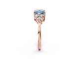 Rose gold Fancy Blue Princess Cut Brilliant Diamond Cluster Accent Solitaire Ring with Prong Setting_2