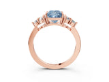 Rose gold Fancy Blue Princess Cut Brilliant Diamond Cluster Accent Solitaire Ring with Prong Setting_3