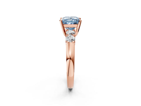 Rose gold Fancy Blue Princess Cut Brilliant Diamond Five-Stone Engagement Ring with Prong Setting on a Classic Band_5