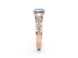 Rose gold Fancy Blue Princess Cut Brilliant Diamond Pavé Band with Six-Prong Setting_14