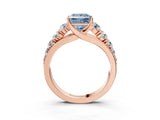 Rose gold Fancy Blue Princess Cut Brilliant Diamond Pavé Band with Six-Prong Setting_15
