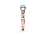 Rose gold Fancy Blue Princess Cut Brilliant Diamond Pavé Band with Six-Prong Setting_2