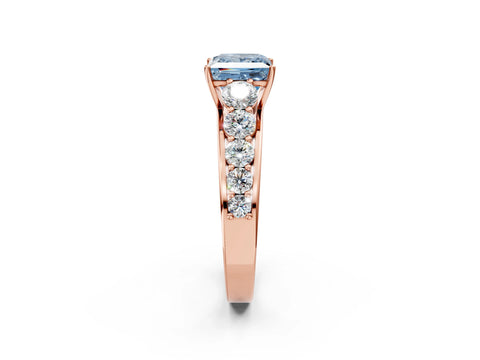 Rose gold Fancy Blue Princess Cut Brilliant Diamond Pavé Band with Six-Prong Setting_2