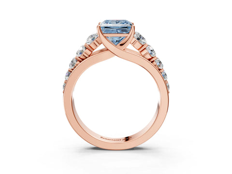 Rose gold Fancy Blue Princess Cut Brilliant Diamond Pavé Band with Six-Prong Setting_3