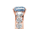 Rose gold Fancy Blue Princess Cut Brilliant Diamond Pavé Band with Six-Prong Setting_5