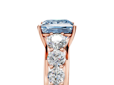 Rose gold Fancy Blue Princess Cut Brilliant Diamond Pavé Band with Six-Prong Setting_5