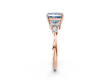 Rose gold Fancy Blue Princess Cut Brilliant Diamond Solitaire Ring with Pear Side Stones and Four-Prong Setting_5