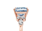 Rose gold Fancy Blue Princess Cut Brilliant Diamond Solitaire Ring with Pear Side Stones and Four-Prong Setting_8