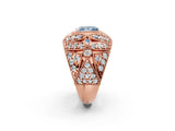 Rose gold Fancy Blue Princess Cut Brilliant Halo Pave Diamond Milgrain Ring_2
