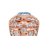 Rose gold Fancy Blue Princess Cut Brilliant Halo Pave Diamond Milgrain Ring_5