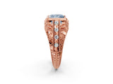 Rose gold Fancy Blue Princess Cut Brilliant Milgrain Filigree Diamond Ring with Square Prong Setting_2
