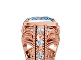 Rose gold Fancy Blue Princess Cut Brilliant Milgrain Filigree Diamond Ring with Square Prong Setting_5