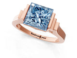 Rose gold Fancy Blue Princess Cut Brilliant Solitaire Diamond Ring with Channel Set Band and Bar Prong Setting_1
