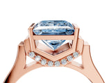 Rose gold Fancy Blue Princess Cut Brilliant Solitaire Diamond Ring with Channel Set Band and Bar Prong Setting_4