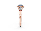 Rose gold Fancy Blue Princess Cut Brilliant Three-Stone Diamond Ring with Pavé Band and Four-Prong Setting_17