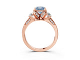 Rose gold Fancy Blue Princess Cut Brilliant Three-Stone Diamond Ring with Pavé Band and Four-Prong Setting_18