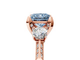 Rose gold Fancy Blue Princess Cut Brilliant Three-Stone Diamond Ring with Pavé Band and Four-Prong Setting_20