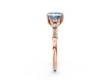 Rose gold Fancy Blue Princess Cut Brilliant Three-Stone Pave Band with Four-Prong Setting_2