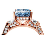 Rose gold Fancy Blue Princess Cut Brilliant Three-Stone Pave Band with Four-Prong Setting_4