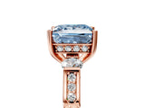 Rose gold Fancy Blue Princess Cut Brilliant Three-Stone Pave Band with Four-Prong Setting_5