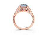 Rose gold Fancy Blue Princess  Cut Cathedral Pave Diamond Engagement Ring with Six-Prong Setting_35