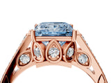 Rose gold Fancy Blue Princess  Cut Cathedral Pave Diamond Engagement Ring with Six-Prong Setting_36