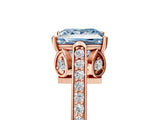 Rose gold Fancy Blue Princess  Cut Cathedral Pave Diamond Engagement Ring with Six-Prong Setting_37