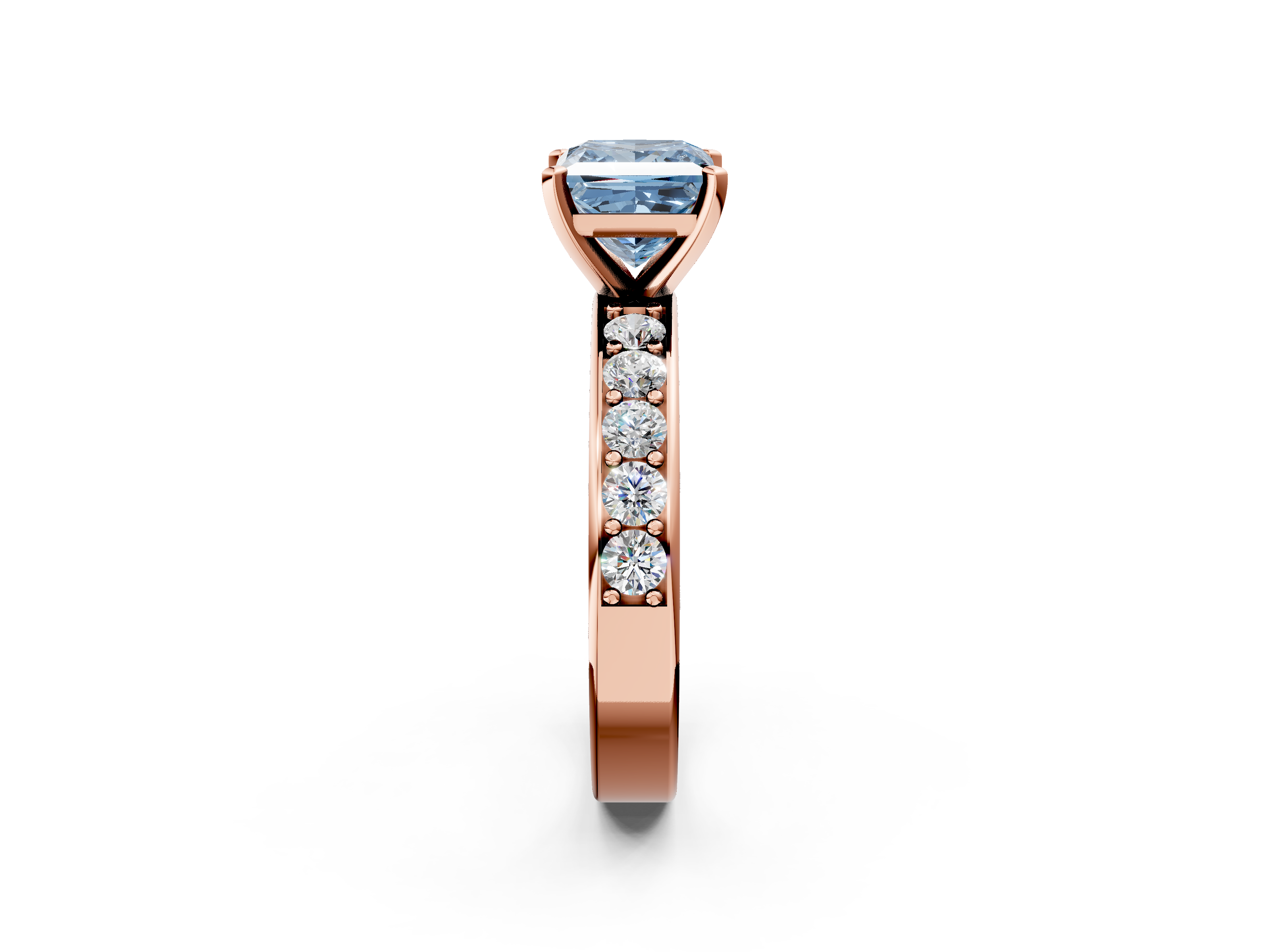 Rose gold Fancy Blue Princess  Cut Channel Set Diamond Engagement Ring with Four-Prong Setting_219
